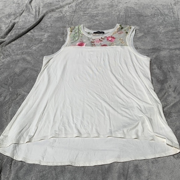 Kim & Cami Tops - Sheer Floral Tank Top